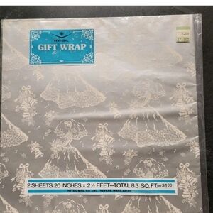 NEW Vintage Wedding Bridal Shower Gift Wrapping Paper Art Deco MCM USA Silver